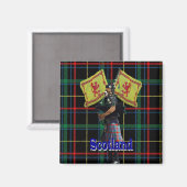 Schotse piper op tartan magneet (Voorkant / Achterkant)
