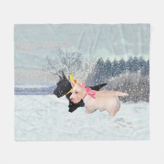 Schotse Puppies Fleece Deken (Voorkant (Horizontaal))