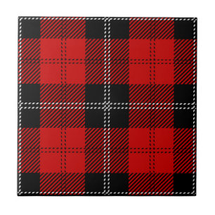 Schotse Rood En Zwarte Tartan Tegeltje