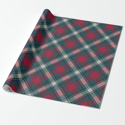 Schotse Rood Groen Moderne Schotse Tartan Cadeaupapier (Uitgerold)