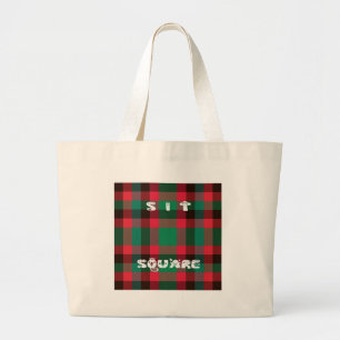 Schotse Royal Checkered Tartan Plaid met tekst Grote Tote Bag