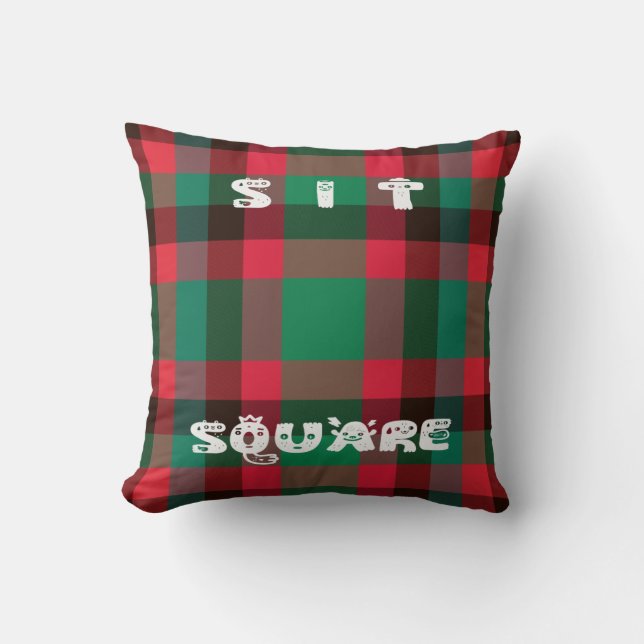 Schotse Royal Checkered Tartan Plaid met tekst Kussen (Voorkant)