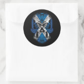 Schotse schedel en Rozen vlag Ronde Sticker (Tas)