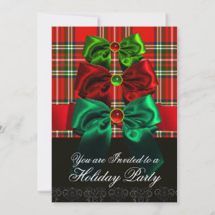 SCHOTSE TARTAN EN RODE GROENE LINTEN KERSTPARTY KAART