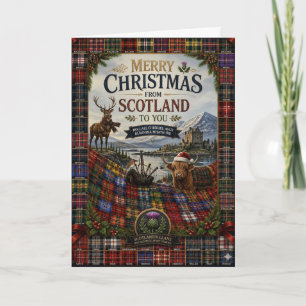 Schotse Tartan Herten Kerstkaart Kaart