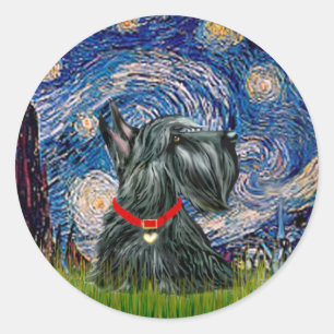 Schotse Terrier 12c -Starrennacht Ronde Sticker