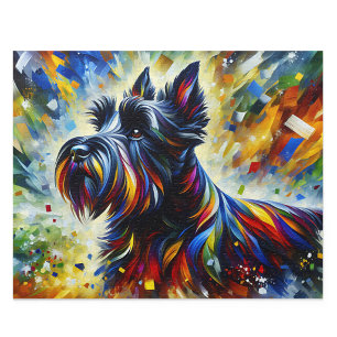 Schotse Terrier Acryl Kunst: Zwarte Scottie Legpuzzel