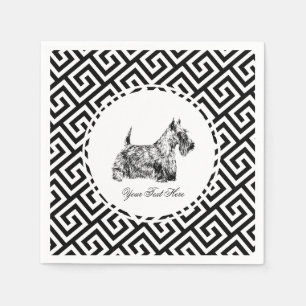 Schotse Terrier en Griekse Sleutel Personaliseren Servet