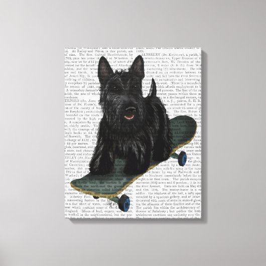 Schotse Terrier en Skateboard Canvas Afdruk (Voorkant)