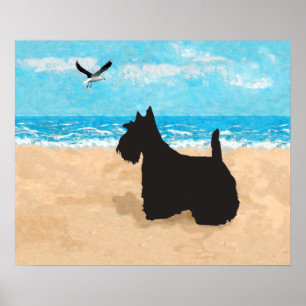 Schotse Terrier en Zeemeeuw Poster