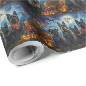 Schotse terriër Halloween Spooky Cadeaupapier (Rol Hoek)