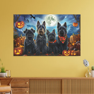 Schotse terriër Halloween Spooky Canvas Afdruk