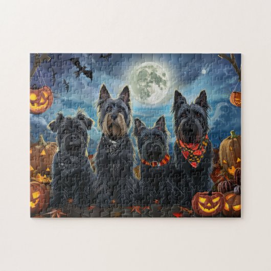 Schotse terriër Halloween Spooky Legpuzzel (Horizontaal)