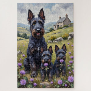 Schotse Terrier Highland Thistle Kunst Legpuzzel