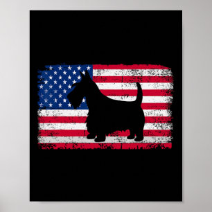 Schotse Terriër Hond 4 juli Patriottisch Amerika Poster