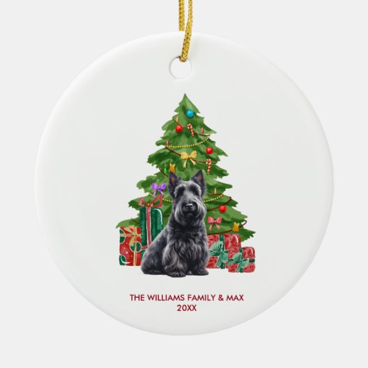 Schotse Terriër Hond Gepersonaliseerde Kerstmis Keramisch Ornament (Voorkant)