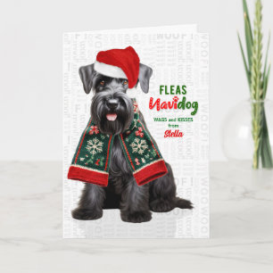 Schotse Terrier Hond Grappige Vlooien Navidog met Feestdagen Kaart