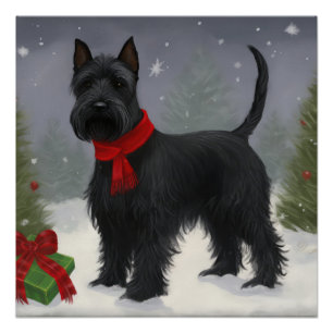 Schotse Terrier-hond in Sneeuw Kerstmis Perfect Poster