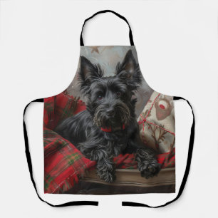 Schotse Terrier Hond Kerst Feestelijk Schort