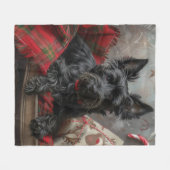 Schotse Terriër Hond Kerstfeest Fleece Deken (Voorkant (Horizontaal))