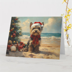 Schotse Terrier Hond Kerstmis Vintage Strand Kaart