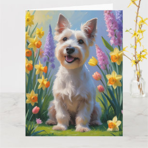 Schotse Terrier Hond Lente Bloemen Schilderij Kaart