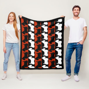 Schotse Terrier hond zwart/rood/wit, strepen Thro Fleece Deken
