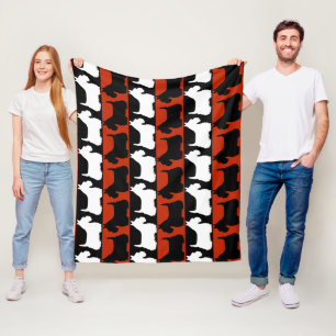 Schotse Terrier hond zwart/rood/wit, strepen Thro Fleece Deken