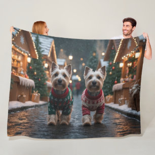 Schotse Terrier Honden Kerst Sneeuw Vakantie Fleece Deken