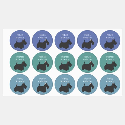 Schotse Terrier-hondenras verkleurt waterdicht lab Labels (Vel)