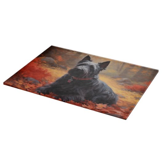 Schotse Terriër in de herfst laat Herfst inspirere Snijplank (Hoek)