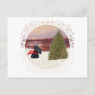 Schotse Terrier in de Wintertijd Briefkaart