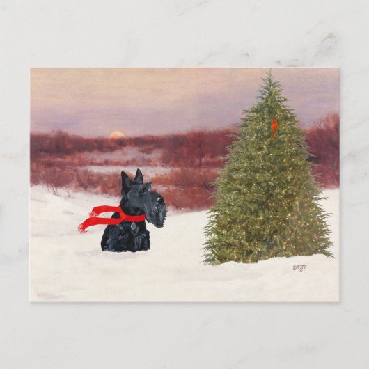 Schotse Terrier in de Wintertijd Briefkaart (Voorkant)