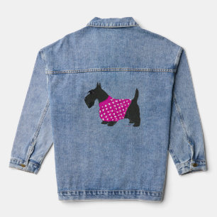 Schotse Terrier in Warme Trui Denim Jacket