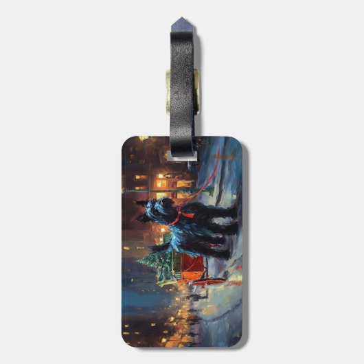 Schotse Terrier Kerstfeest Seizoen Bagagelabel (Achterkant verticaal)