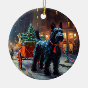 Schotse Terrier Kerstfeest Seizoen Keramisch Ornament