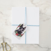 Schotse Terriër Kerstkrans Feestelijke Pup Cadeaulabel (Met Touw)