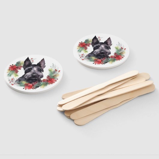 Schotse Terriër Kerstkrans Feestelijke Pup Handwaaier (Niet-gemonteerd)