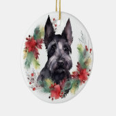 Schotse Terriër Kerstkrans Feestelijke Pup Keramisch Ornament (Rechts)