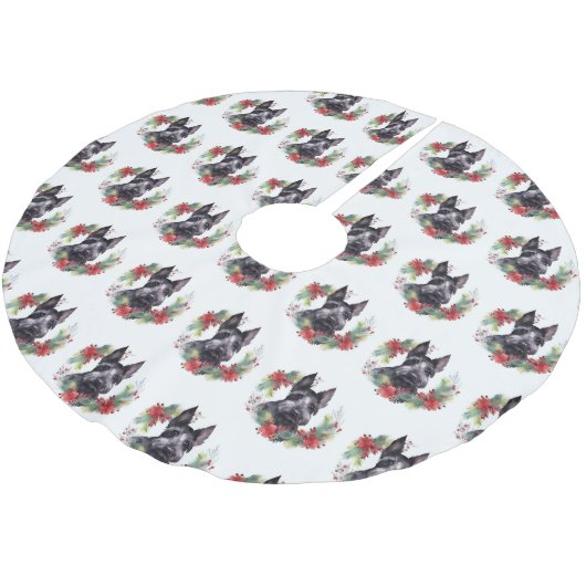 Schotse Terriër Kerstkrans Feestelijke Pup Kerstboom Rok (Gekanteld)