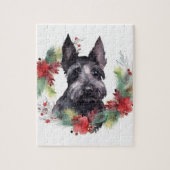 Schotse Terriër Kerstkrans Feestelijke Pup Legpuzzel