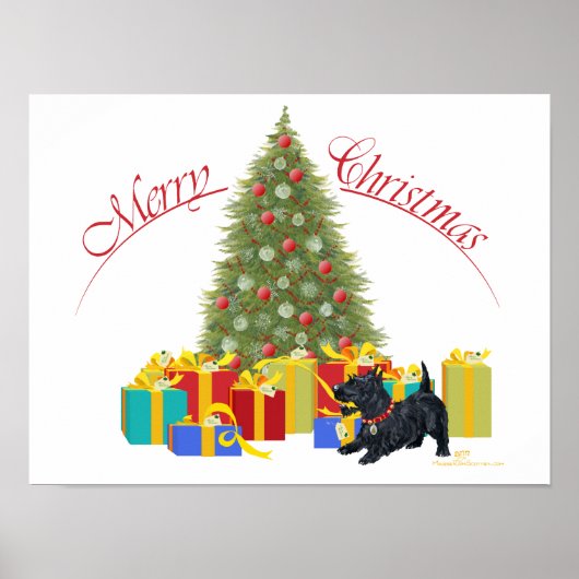 Schotse Terriër Kerstmis Poster (Voorkant)