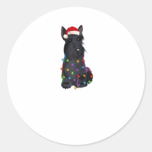 Schotse Terriër Kerstverlichting Xmas Hondenliefhe Ronde Sticker