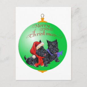Schotse Terriër Kerstversiering Feestdagenkaart