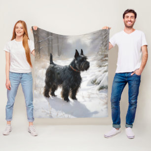 Schotse Terrier Laat het Sneeuwen Kerstmis Fleece Deken