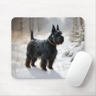 Schotse Terrier Laat het Sneeuwen Kerstmis Muismat