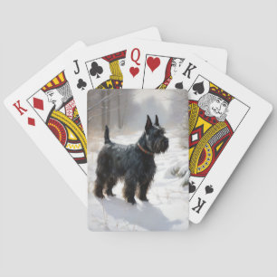 Schotse Terrier Laat het Sneeuwen Kerstmis Pokerkaarten