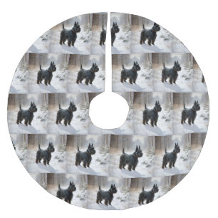 Schotse terriër liet het sneeuwen Kerstmis Kerstboom Rok