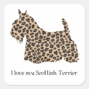 Schotse Terrier Luipaardprint Vierkante Sticker