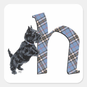 Schotse Terrier Monogram H Vierkante Sticker